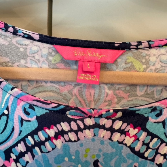 🌊 Lilly Pulitzer Morgann Maxi Dress | High Tide Navy Mermaid, 3/4 Sleeve | Sz L - Picture 3 of 5